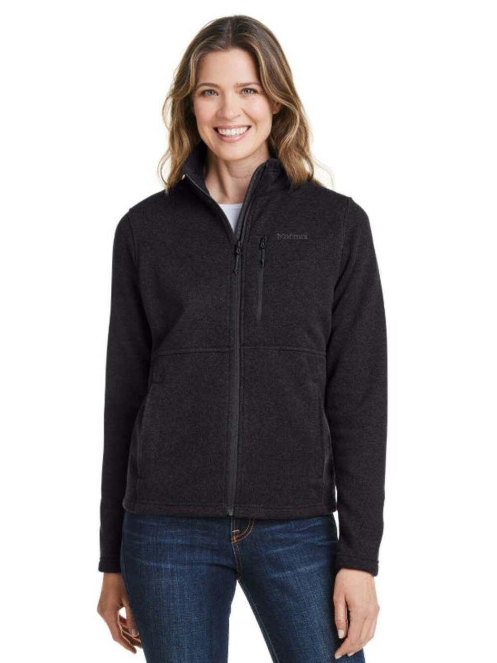 MARMOT Womens Dropline Fleece Jacket Medium Black Full Zip Outdoor Layer NWOT